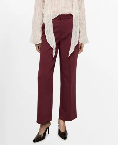 Mango Women's High-waist Straight Pants In Burgundy