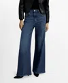 Mango High Waist Wide Leg Jeans In Dark Blue