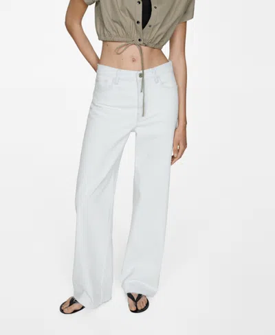 Mango Low Waist Straight Leg Jeans In Washed Light Blue