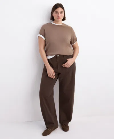 Mango Women's High-waisted Barrel Jeans In Brown