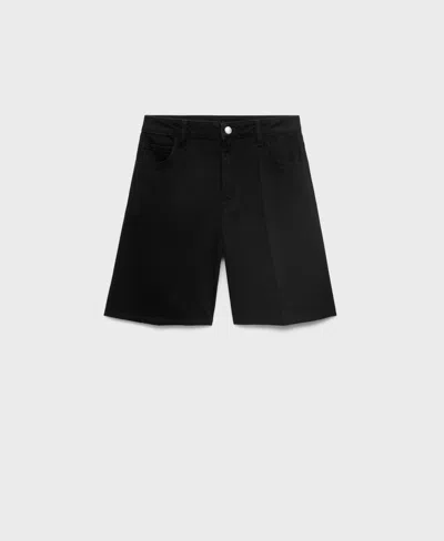 Mango Women's High-waisted Denim Bermuda Shorts In Black