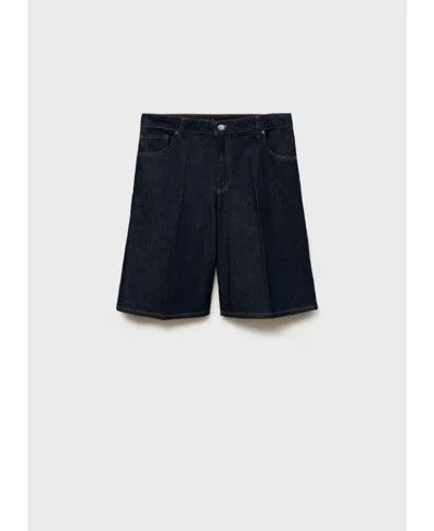 Mango Women's High Waisted Rinse Wash Bermuda Shorts