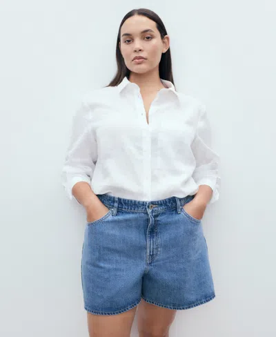 Mango Women's High-waisted Straight-fit Denim Shorts In Blue