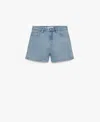 Mango High Waist Denim Shorts In Blue
