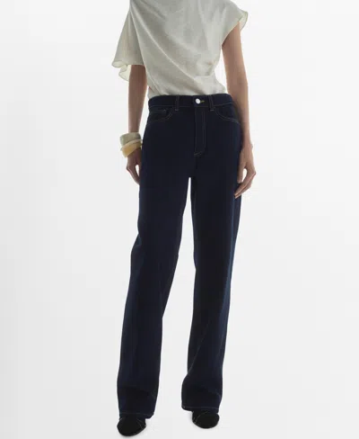 Mango Women's High-waisted Straight-fit Rinse-wash Jeans In Open Blue