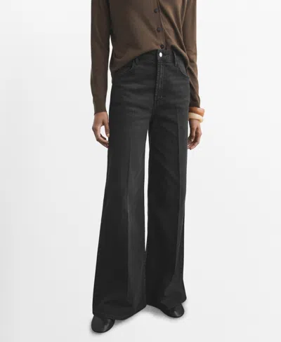Mango Women's High-waisted Wide-leg Jeans In Black