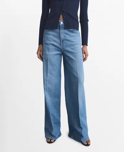 Mango Women's High-waisted Wide-leg Jeans In Blue