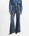 Mango Women's High-waisted Wide-leg Jeans In Blue