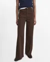 Mango Women's High-waisted Wide-leg Jeans In Brown
