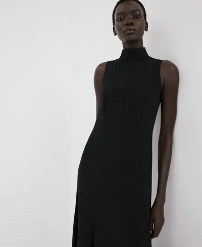 Mango Women's High-neck Godet Dress In Black