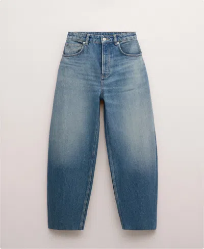 Mango Women's High-rise Balloon Jeans In Blue