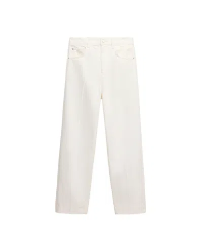 Mango Women's High-rise Cropped Balloon-leg Jeans In White
