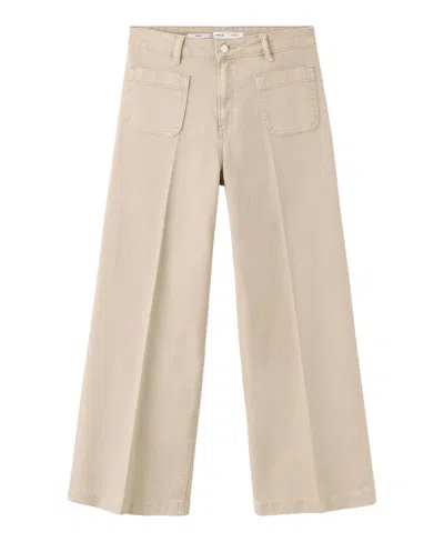 Mango Women's High-rise Wide-leg Jeans In Sand