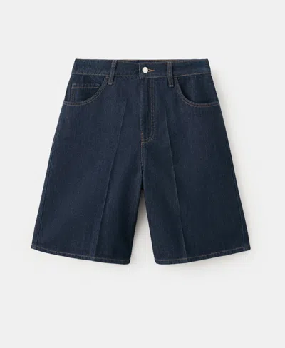 Mango Women's High-waist Straight-fit Denim Shorts In Blue