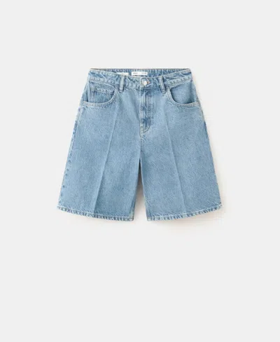 Mango Women's High-waist Straight-fit Denim Shorts In Open Blue