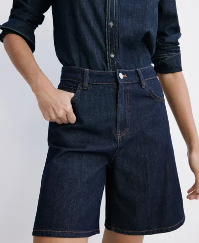 Mango Women's High-waist Straight-fit Denim Shorts In Open Blue
