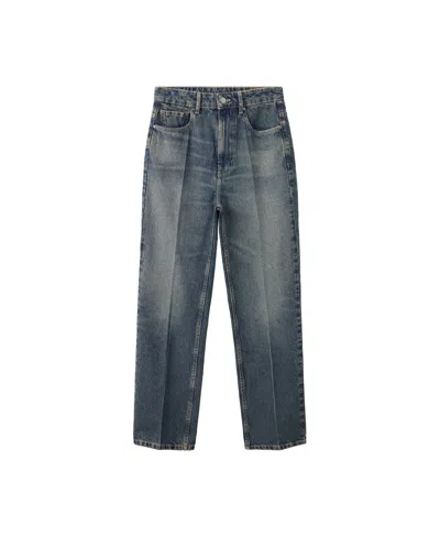Mango Women's High-waist Straight-leg Denim Jeans In Dark Vintage Blue