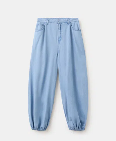 Mango Women's High-waisted Baggy Jeans In Blue