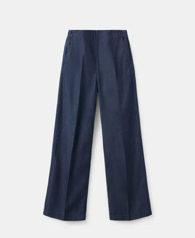 Mango Women's High-waisted Denim Pants In Blue