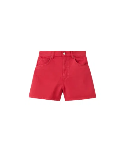 Mango Women's High-waisted Denim Shorts, 3" Inseam In Red