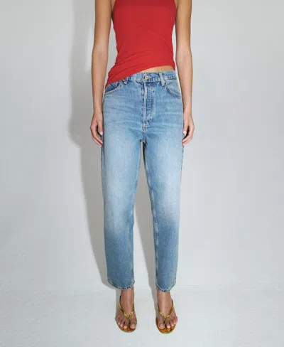 Mango Featuring Hailey Bieber Jennifer Barrel Leg Jeans In Blue