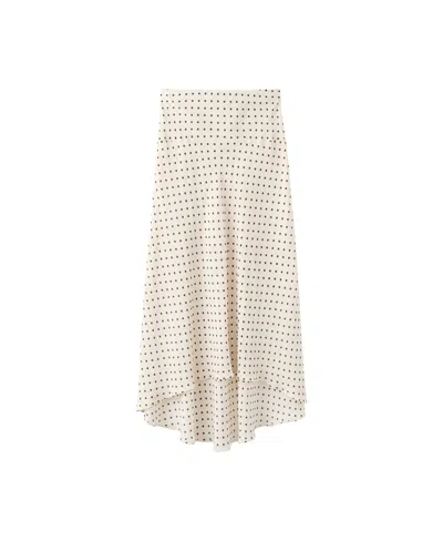 Mango Women's High-waisted Polka-dot Asymmetrical Hem Skirt In Ecru