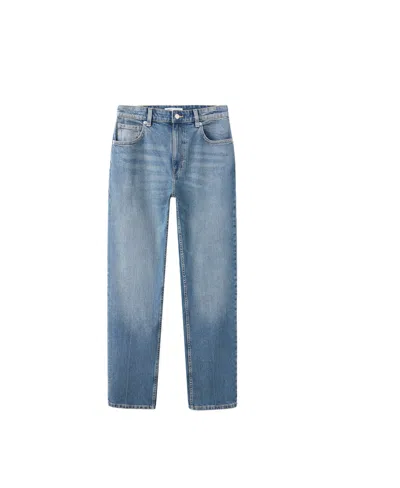 Mango Women's High-waisted Straight-leg Jeans In Medium Blue