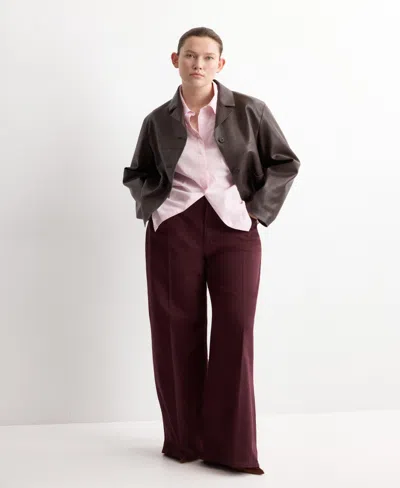 Mango Women's High-waisted Wide Leg Jeans In Burgundy