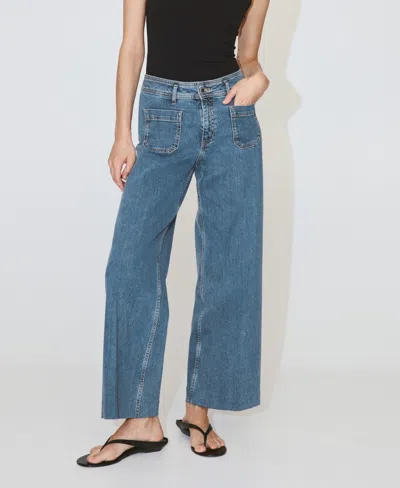 Mango Women's High-waisted Wide Leg Jeans In Open Blue