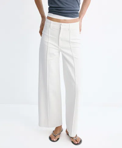 Mango Women's High-waisted Wide Leg Jeans In White