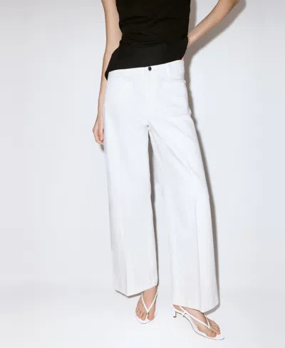 Mango Women's High-waisted Wide Leg Jeans In White