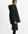 Mango Women's Hood Puffer Coat In Black