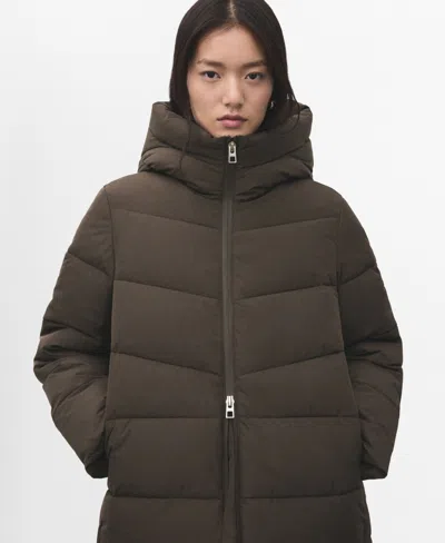 Mango Women's Hood Puffer Coat In Brown