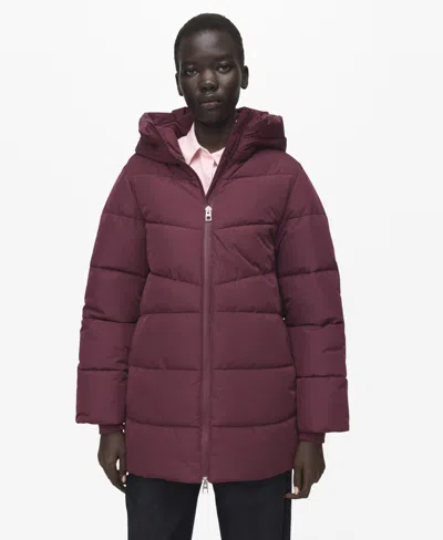 Mango Women's Hood Puffer Coat In Burgundy