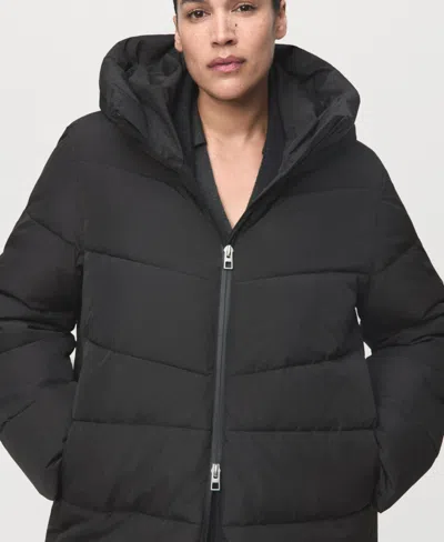 Mango Women's Hood Quilted Coat In Black