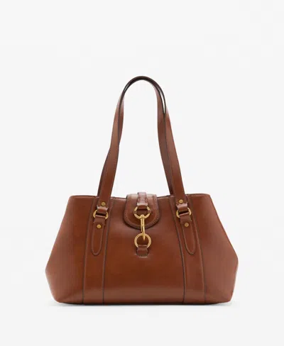 Mango Women's Hook Fastener Large Shoulder Bag In Brown