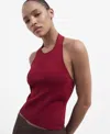 Mango Sleeveless Peplum Top In Burgundy