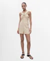 Mango Linen Jumpsuit With Hoop Detail Sand In Neutral