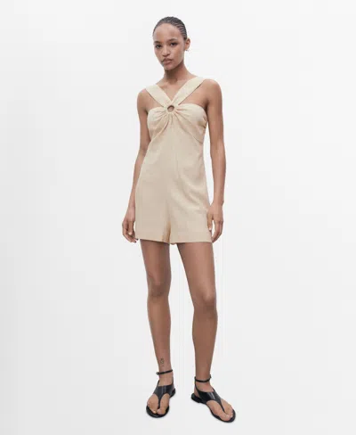 Mango Women's Hoop Detail Linen Jumpsuit In Neutral