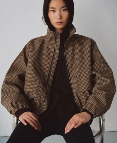 Mango Women's Houndstooth High-neck Jacket In Brown