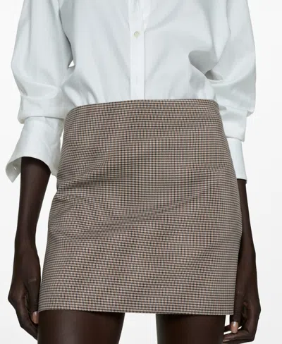 Mango Houndstooth Miniskirt In Brown