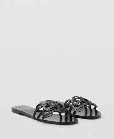Mango Women's Intertwined Strap Leather Sandals In Black