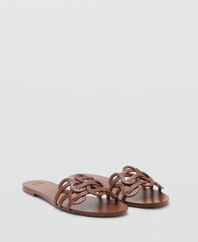 Mango Women's Intertwined Strap Leather Sandals In Brown