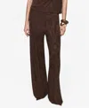Mango Women's Jacquard Floral-print Straight Pants In Brown