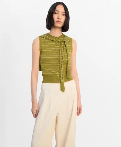 Mango Jersey-knit Waistcoat Olive Green