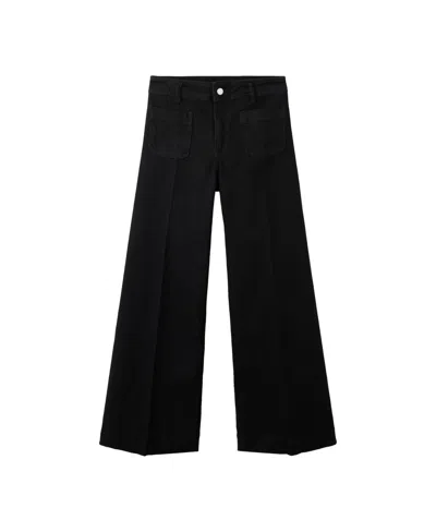 Mango Women's Jessie High-waisted Wide-leg Jeans In Black Denim