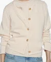 Mango Crest Button Cardigan In Ecru