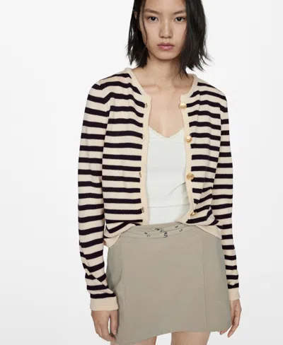 MANGO WOMEN'S JEWEL BUTTON DETAIL KNITTED CARDIGAN