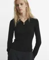 Mango Women's Jewel Button Ribbed Sweater In Black
