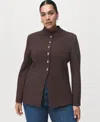 Mango Women's Jewel-button Strip Collar Jacket In Brown